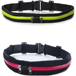 GUTEINTE Marsupio Running, Marsupio Sportivo con 2 Tasche, Porta Cellulare, Cuffie, Chiavi, Soldi, Cintura Regolabile per Fitness, Campeggio, Ciclismo, Jogging, Viaggi, 2 PEZZI (Multicolore)