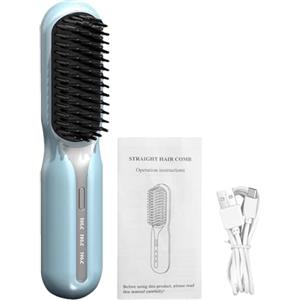 Generico Spazzola Per Lisciare - Pettine Senza Fili Con 3 Impostazioni Di Riscaldamento | Spazzola Per Capelli Lisciante | Spazzola Per Lisciare Gli Ioni Negativi Ricaricabile | Spazzola Lisciante Portatile Pe