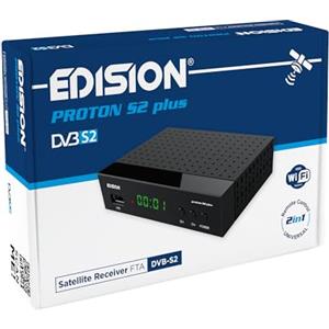 Edision Decoder DVB-S2 HD EDISION PROTON S2 plus Ricevitore Digitale Satellitare DVB-S2, Supporto Unicable, Supporto USB WiFi, LAN, HDMI, SCART, SPDIF, USB, IR, lettore di schede, Telecomando Universale 2in1