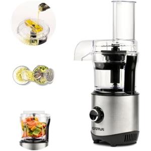 G3 Ferrari G20158 Mini-Robot Multifunzione Chop & Drop, 300 Watt, Capacità 400 cc, 2 velocità, Disco reversibile inox, Coperchio con foro per olio a filo, Sistema affetta verdure non stop