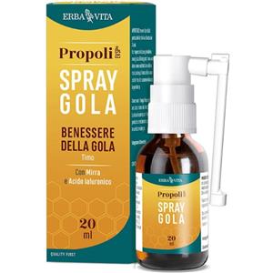 Erba Vita Propoli Spray Gola 20ml - Integratore con Acido Ialuronico e Oli Essenziali