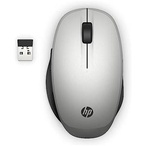 HP 300 Mouse Dual Mode Wireless 2,4ghz, Sensore Ottico da 1200 DPI, Bluetooth, Collegamento fino a 2 PC contemporanemanete, 2 Pulsanti, Rotella di Scorrimento, Adattatore USB, Smart Tv, Argento