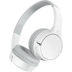 Belkin SoundForm Mini Cuffie wireless per bambini con microfono, 30 ore di riproduzione, adesivi divertenti, headset over-ear per didattica online, scuola e viaggi, per iPhone, iPad e Galaxy, bianco