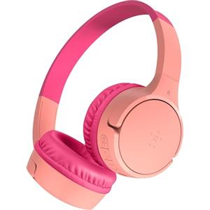 Belkin SoundForm Mini Cuffie wireless per bambini con microfono, 30 ore di riproduzione, adesivi divertenti, headset over-ear per didattica online, scuola e viaggi, per iPhone, iPad e Galaxy, rosa