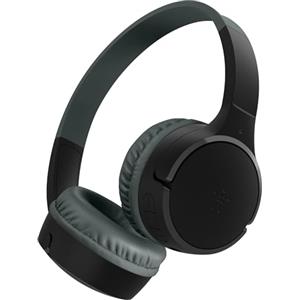 Belkin SoundForm Mini Cuffie wireless per bambini con microfono, 30 ore di riproduzione, adesivi divertenti, headset over-ear per didattica online, scuola e viaggi, per iPhone, iPad e Galaxy, nero