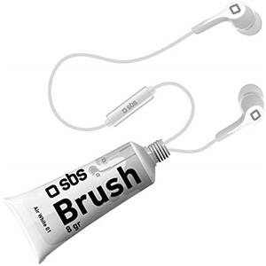 SBS Auricolare Brush stereo in confezione tubetto vernice, cavo jack da 3,5 mm, microfono integrato, tasto alla risposta, colore bianco