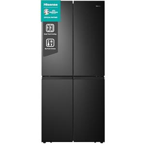 Hisense MQ79452FE Frigorifero Americano Quattro Porte, Total No Frost, Grande capacità 454 Litri, Nero, Illuminazione Sof LED, Dimensioni cm 70,6 P x 79,4 L x 181,7 H