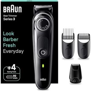 Braun Series 3 RASOIO ELETTRICO BARBA, Con lama barba Ultra Affilata, REGOLABARBA UOMO 40 Lunghezze, 80 Minuti Di Utilizzo Senza Fili, BT3440 Nero