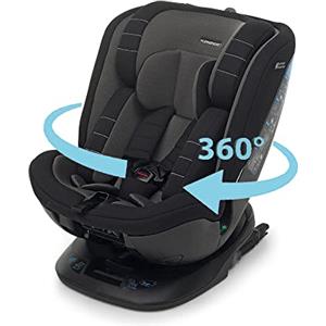 Foppapedretti Seggiolino Auto Clock I-Size, Seduta Girevole a 360°, per bambini da 40 a 150 cm di altezza, 0-12 anni, conforme ECE R129, Fissaggio Dualfix (Isofix e non), Safe Body Protection, Nero