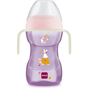 MAM Fun to Drink Cup Night, con Manici che si Illuminano al Buio e Beccuccio Rigido, 8+ Mesi, 270 ml, Rosa