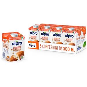 ALPRO SENZA ZUCCHERI, Bevanda alla MANDORLA, 100% vegetale con vitamine B2, B12, D2, E (8 confezioni x 500 ml)