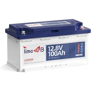 Timeusb Batteria al Litio 12V 100Ah Batteria LiFePO4 H190,Fino a 15000 Cicli,Batteria Litio da 1280Wh con 100A BMS,Altezza 189 MM,Perfetta per Camper Caravan Caravan RV Sistema Solare Barche