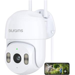 blurams Telecamera Wi-Fi Esterno 2K,Telecamera esterno 360°,PTZ Videocamera Sorveglianza Esterno con Visione Notturna a Colori,IP66 Impermeabile,Audio Bidirezionale,Rilevamento del movimento