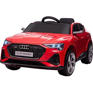 HOMCOM Macchina Elettrica per Bambini 12V Audi E-tron con Doppio Motore, Telecomando e Batteria Ricaricabile, Velocità 3-5km/h, Luci LED e Musica, Rosso