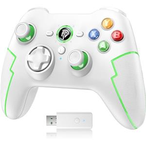 EasySMX Wireless PC Controller Wireless Bluetooth Gamepad con Hall Trigger & Dual Vibration&Turbo Funzione Compatibile con PC/PS3/Switch/Cellulare/Tablet/Laptop - Bianco