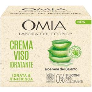 Omia - Crema Viso Idratante all'Aloe Vera del Salento, Idrata e Rinfresca la Pelle del Viso, Senza Siliconi e Coloranti, Adatta a Tutti i Tipi di Pelle, 75 ml