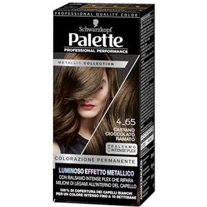 Schwarzkopf Palette Metallic Collection 4-65 Castano Cioccolato Ramato, Tinta capelli con effetto metallico, Colorazione capelli castano cioccolato per una copertura fino al 100% dei capelli bianchi