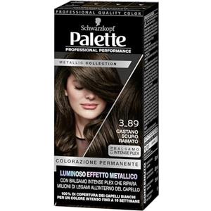 Schwarzkopf Palette Metallic Collection 3-89 Castano Scuro Ramato, Tinta capelli con effetto metallico, Colorazione capelli castano ramato per una copertura fino al 100% dei capelli bianchi