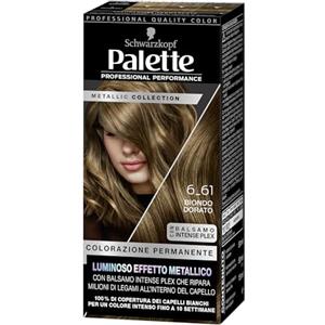 Schwarzkopf Palette Metallic Collection 6-61 Biondo Dorato, Tinta capelli biondo dorato con effetto metallico, Colore biondo capelli per una copertura fino al 100% dei capelli bianchi