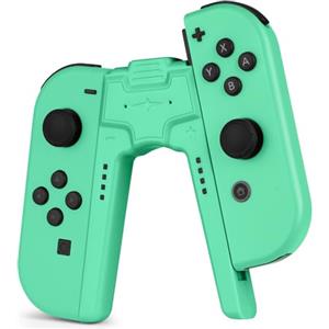 OFFCUP Impugnatura di Ricarica, Joycon per Nintendo Switch NS/Switch OLED, Charging Grip con Indicatore Led, Impugnatura Caricatore per Controller a Forma di V Accessori, USB di Tipo C(Verde Chiaro)