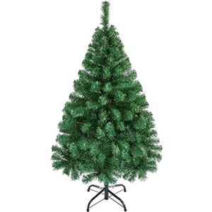 Yaheetech Albero di Natale 124 cm Artificiale Folto Alberi Effetto Realistico con Supporto in Metallo Pieghevole Portatile Decorazione Natalizia per Casa Negozio Verde