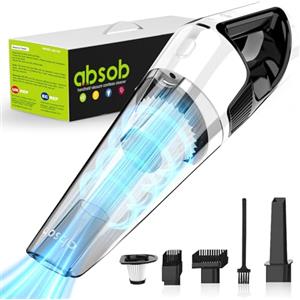 absob Aspirabriciole Senza Fili, Ricaricabile Aspira Briciole Elettrico Senza Filo Con Luce a Led e 2 Filtri (Bianco/Nero)