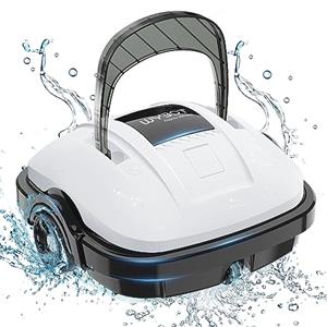 WYBOT Robot Piscina, Aspirapolvere per Piscina Dura 100 Minuti, per Piscine Fuori Terra e Piscine interrate a Fondo Piatto, Doppio Motore, Fino a 80 m²