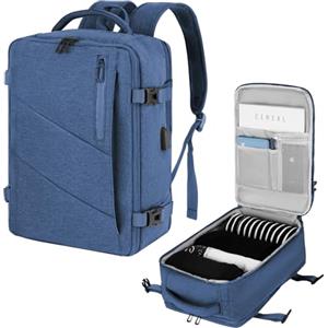 VOESLD Zaino per Ryanair 40x20x25, Zaino da Viaggio Aereo Bagaglio a Mano Blu Porta PC Donna Uomo Impermeabile per Tutte le Principali Compagnie Aeree, con Porta USB 20L