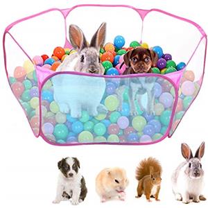 Ehuihuan Tenda a Gabbia Portatile Box per Animali Domestici Rosa Tenda per Gabbia di Animali Piccola Recinto Portatile Pieghevole per Cavia Conigli Criceto Cincillà Ricci Cucciolo Gattino