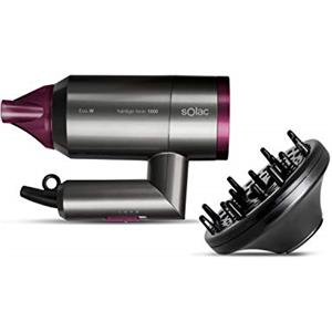 Solac - Asciugacapelli Hair & Go Ionic 2000W, 2 velocità, 2 temperature, Pieghevole con sistema Twist Move, Phon da viaggio ultraleggero da 400g, Consumo reale 1800W, Flusso d'aria >90km/h