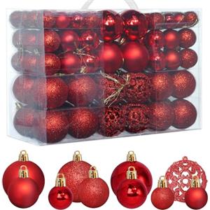 ZFYQ 100 Palle di Natale, Set di Palline per Albero di Natale, Palline Decorative da Appendere 3/4/6cm, Adatte per Alberi di Natale, Finestre, Ghirlande Natalizie, Decorazioni Natale, Rosso