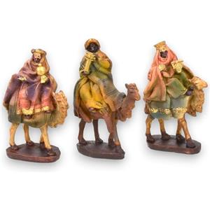 Aurora Store Set 3 RE Magi a Cammello Natività da h. 14 cm Presepe Statuine in Resina con 3 soggetti Personaggi da 10 x 5 x h. 14 cm Sacra Famiglia