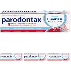 Parodontax Complete Protection Original, Dentifricio Quotidiano con Fluoro, 8 benefici studiati specificatamente per Gengive più Sane e Denti più Forti, 75 ml (Confezione da 4)