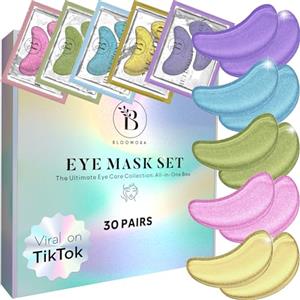 BLOOMORA Patch Occhi (30 paia, Mix Varietà) - Maschera Contorno Occhi con Collagene e Acido Ialuronico - Patch Occhiaie e Borse, Eye Mask Idratante