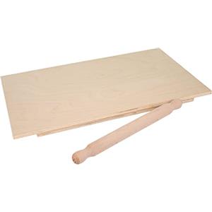 Lupia - Set Spianatoia con Mattarello, Legno di Betulla Naturale, Dimensioni 30x48,5 cm, Mattarello 30,5 cm Ø 2,5 cm, Ideale per impastare e stendere pasta, Prodotto in Italia