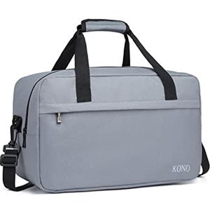 KONO 35x20x20cm Borsa da Viaggio Leggero Palestra Borsone da Viaggio con Tracolla (Grigio Chiaro)