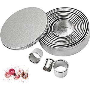 ZFYQ Set di 12 Coppapasta Rotondo Acciaio Inox Tagliapasta Aperta Tondo Stampi per Biscotti Formine Coppapasta Tondi Anelli con Contenitore