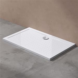 doporro Piatto Doccia 75x120 Rettangolare in Acrilico Bianco Lucido H 4 cm Ultraslim con Design Antiscivolo - Lucia02AR
