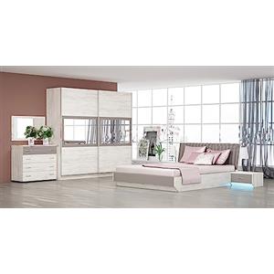 ARREDO DA CASA Camera da Letto Moderna Completa di Armadio ad Ante Scorrevoli con Specchio Cassettiera Letto Matrimoniale con Comodini Integrati Disponibile in 2 Colorazioni CMG1 (camera + materasso)