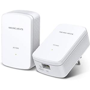 Mercusys TP-Link MP500 KIT Powerline Kit Homeplug AV2 Fino a 1000Mbps, 1 Porta Gigabit, Plug & Play, Compatibile con Tutti i Router, Tecnologia Powerline