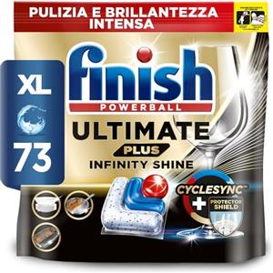 Finish Ultimate PLUS Infinity Shine Pastiglie Lavastoviglie, 73 Capsule Lavastoviglie, Detergenti per Lavastoviglie contro lo Sporco e i Residui Incrostati