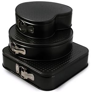 PONIXA Set di 3 stampi per torte antiaderenti a sgancio rapido con base rimovibile