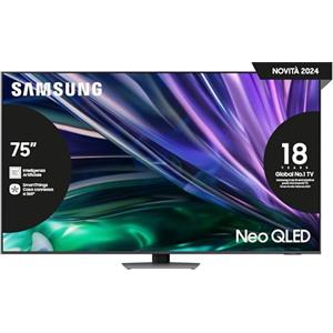 Samsung TV QE75QN85DBTXZT Neo QLED 4K, Smart TV 75 Processore NQ4 AI Gen2, Simple Chamfer, DVBT-2, Q-Symphony & Dolby Atmos, Integrato Alexa, compatibile Bixby e Google Assistant, Carbon Silver 2024