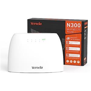 Tenda 4G03 Router 4G LTE Cat4 Wireless N300Mbps, Router WiFi con Sim, Porta LAN/WAN, Modem 4G Sim, Senza Configurazione, Antenne Interne, Plug&Play, Collega fino a 32 Dispositivi Contemporaneamente