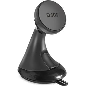 SBS Supporto Magnetico da Parabrezza o Cruscotto, Universale per Cellulari, Portacellulare da Auto a Sgancio Rapido, 2 Piastre Metalliche per Fissare Telefoni E Cover Incluse