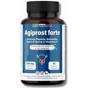 AGIPS FARMACEUTICI Integratore prostata 640mg SERENOA REPENS | Saw Palmetto Integratore per la Prostata e vie urinarie con Estratto di Zucca e Vitamina E 90 Capsule AGIPROST