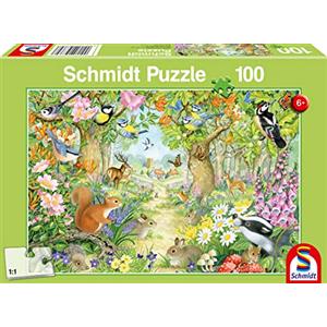 Schmidt Spiele Animali nel bosco, 100 pezzi puzzle per bambini, Multicolore, 56370