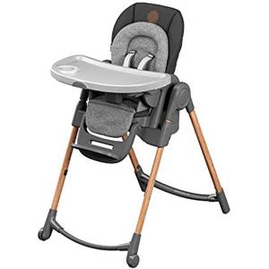 Maxi-Cosi Minla - Seggiolone Evolutive, 0-14 anni, fino a 60 kg, 9 opzioni di altezza, 5 posizioni reclinabili e 4 vassoi, pieghevole compatto, poggiapiedi regolabile, colore: grafite essenziale