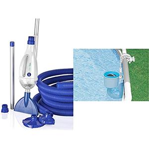 GRE 08011A - Pulitori per piscine ad aspirazione manuale Little Vac per piscine fuori terra & Intex 28000 Deluxe Skimmer per Pompe Filtro da 3.028 l/h, Grigio/Blu, 20.96 x 33.02 x 24.13 cm