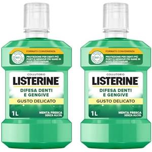 Listerine Colluttorio Denti e Gengive, Gusto Delicato Senza Alcool alla Menta, Confezione da 2 Litro